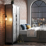 Metal Natural Finish Industrial Theme Almirah