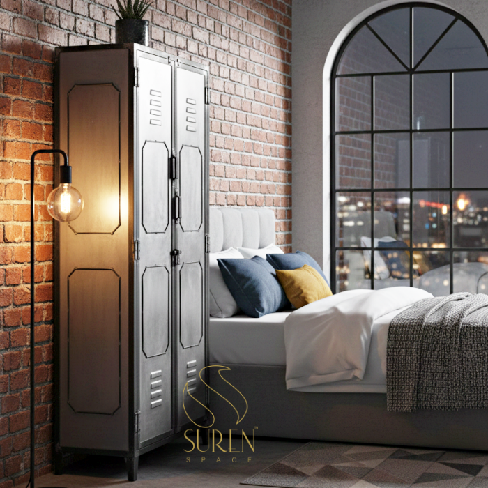 industrial hotel resort wardrobe Metal Natural Finish Industrial Theme Almirah - Image 1