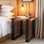 Metal Base Rough Solid Mango Wood Industrial Bedroom Side Table