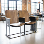 Vintage Style Indian Wood Metal Cinema Chair Bench