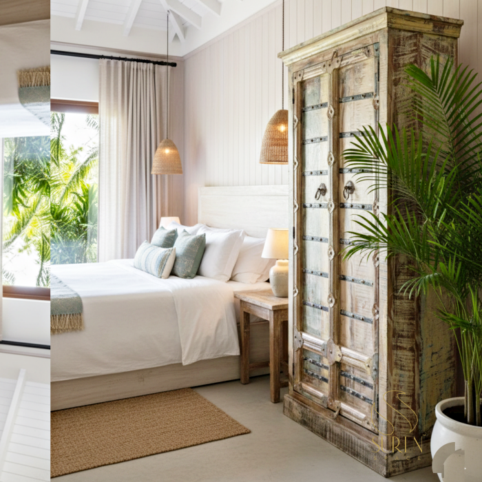 unique antique hotel furniture Real Old Door Antique Reproduction Resort Room Wardrobe - Image 1