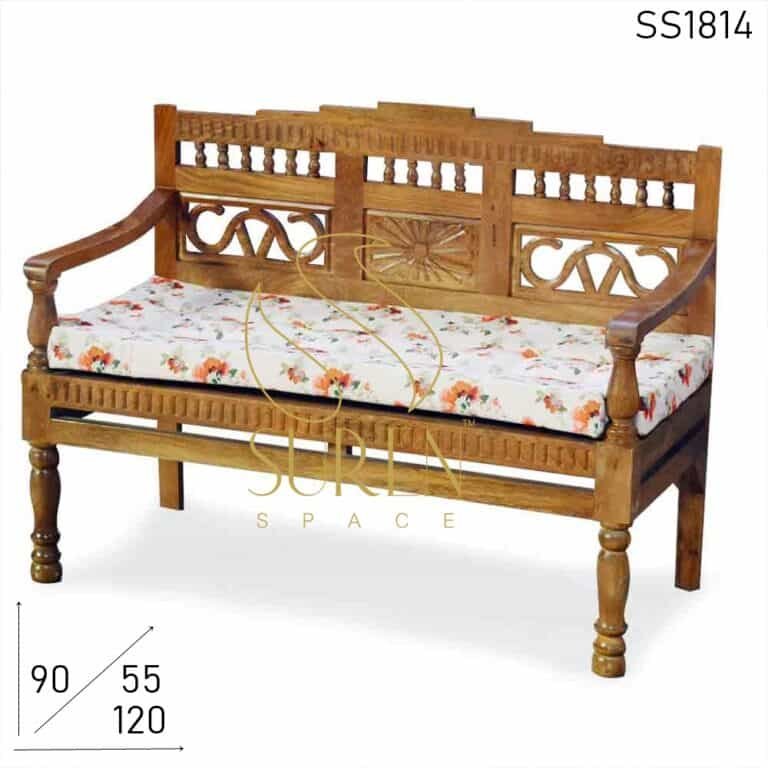 Hand Carved Indian Carved Solid Wood Bench Design | Furniture Manufacturer