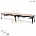 Metal Frame Wooden Top Industrial Bench Design