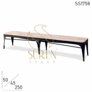 SS1758 Suren Space Metal Frame Madeira Top Industrial Bench Design