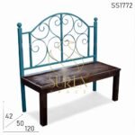 Bent Metal Solid Wood Indian Bench Design