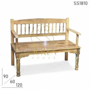 Solid Mango Wood Curved Natural Finish Bench Design