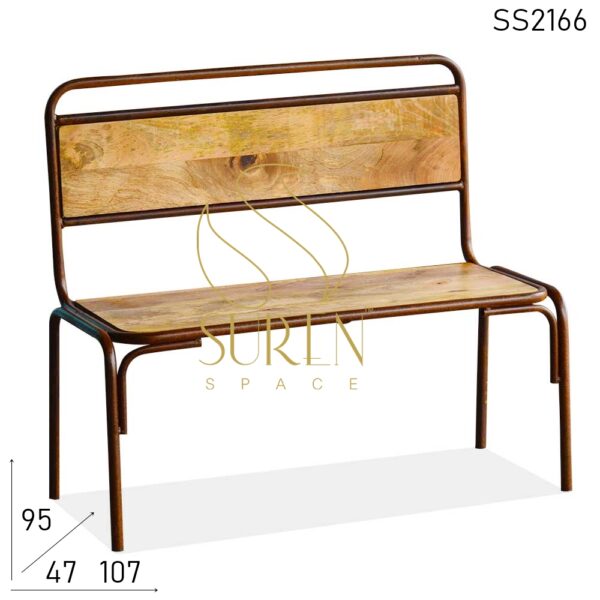 Simple Looking Solid Wood Two Seater Bench