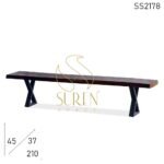 live Edge Lodge Solid Wood Metal Base Long Bench