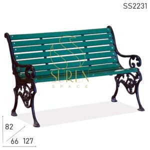 SS2231 Suren espacio fundido hierro fundido metal tallado jardín diseño de banco
