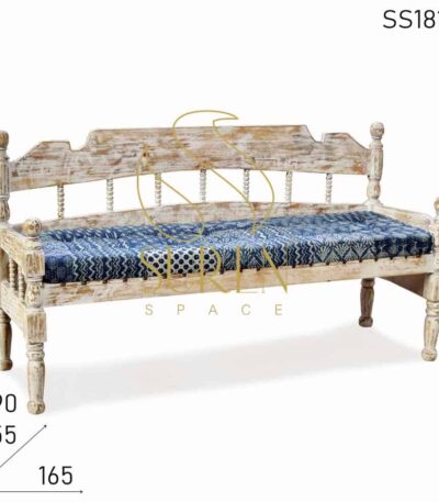 White Distress Indian Style Furniture Bench Design