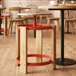 Natural Finish Solid Wood Adjustable Height Stool