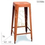 Orange Distress Shabby Chic Industrial Bar Stool