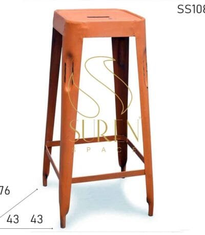 Orange Distress Shabby Chic Industrial Bar Stool