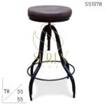Bent Metal Rexine Seat Height Adjustable Industrial Bar Stool