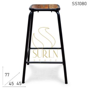SS1080 Suren Space Bent Metal Reclaimed Minimalist Modern Bar Stool