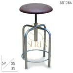 Silver Finish Adjustable leatherette Seated Pub Stool