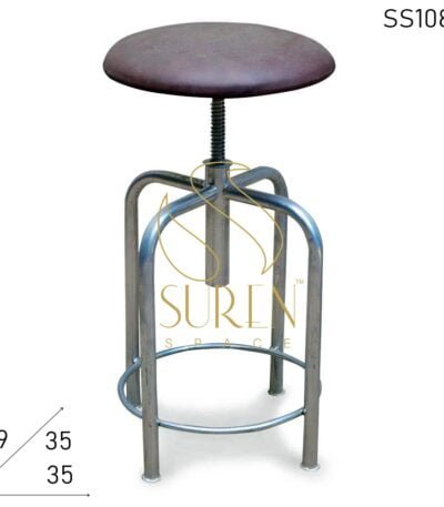 Silver Finish Adjustable leatherette Seated Pub Stool