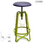 Green Metal Leatherite Adjustable Height Pub Stool