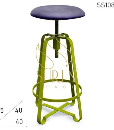 Green Metal Leatherite Adjustable Height Pub Stool