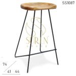Mango Wood Simple Design Industrial Bar Stool
