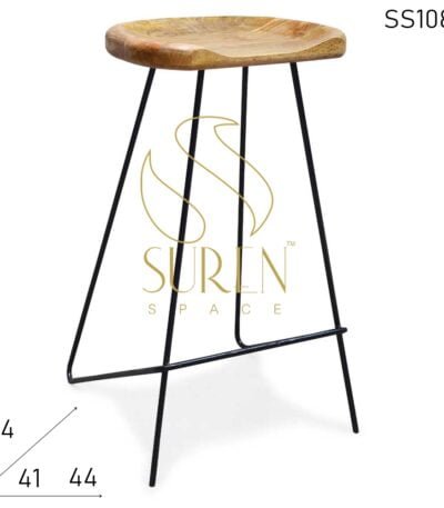 Mango Wood Simple Design Industrial Bar Stool