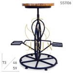 Bent Metal Classic Reclaimed Wooden Top Bar Stool