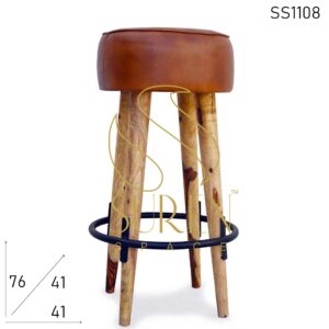 SS1108 Suren Space Leather Solid Wood Round Bar Pub Stool Design