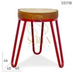 Simple Distress Finish Industrial Leather Stool