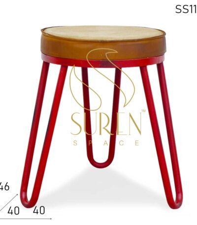 Simple Distress Finish Industrial Leather Stool