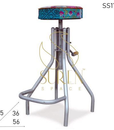 Height Adjustable Iron Industrial Bar Stool Design