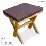 Cross Leg Natural Mango Wood Stool Design