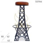 Classic Design Metal Finish Leather Seat Bar Stool