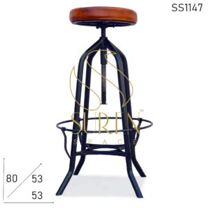 SS1147 Suren Space Black Metal Leather Seat Industrial Leather Seat Stool