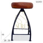 Genuine Leather Low Height Metal Stool