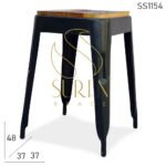 Metal Base Reclaimed Top Handcrafted Industrial Stool