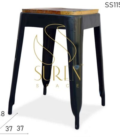 Metal Base Reclaimed Top Handcrafted Industrial Stool