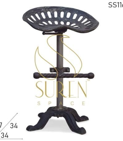 Tractor Style Cast Iron Revolving Bar Stool