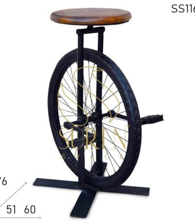 Cycle Wheel Black Finish Unique Bar Stool