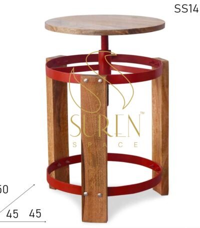 Natural Finish Solid Wood Adjustable Height Stool