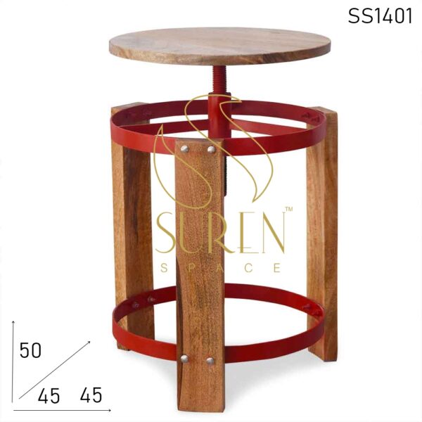 Natural Finish Solid Wood Adjustable Height Stool