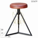 Metal Design Leather Seat Simple Stool