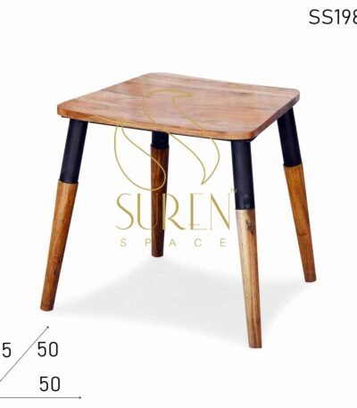 Indian Acacia Wood Metal Combo Natural Finish Stool