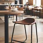 Low Height Leather Seat Metal Base Cafe Stool