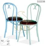 Bent Metal Unique Pattern Leather Seat Bistro Chair