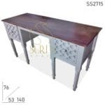 Dual Tone Solid Indian Wood Carved Study Table