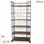 Metal Solid Wood Industrial Bookcase