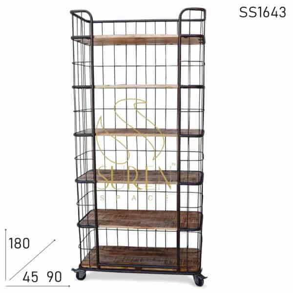 Metal Solid Wood Industrial Bookcase
