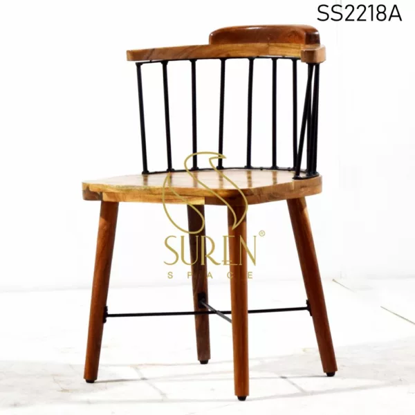 Metal Wooden Curved Solid Wood Chair