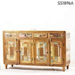 Multi Colored Reclaimed Wood Long Sideboard