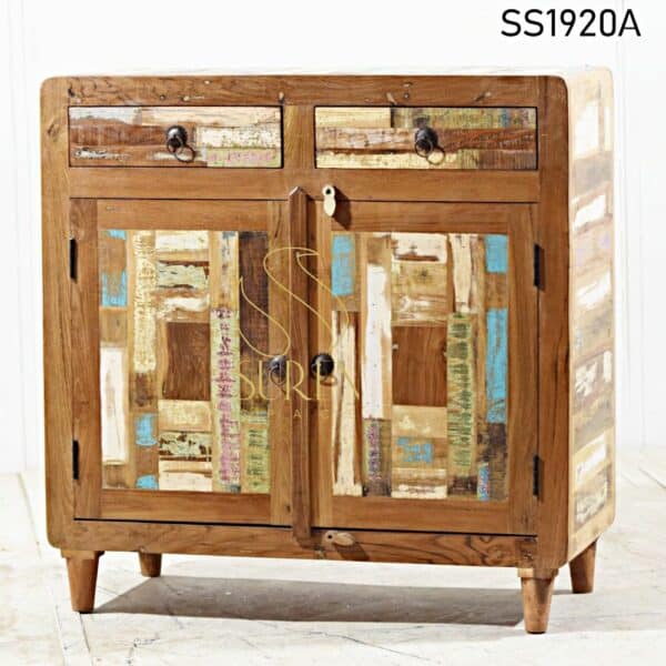 Old Teak Wood Two Drawer Two Door Cabinet